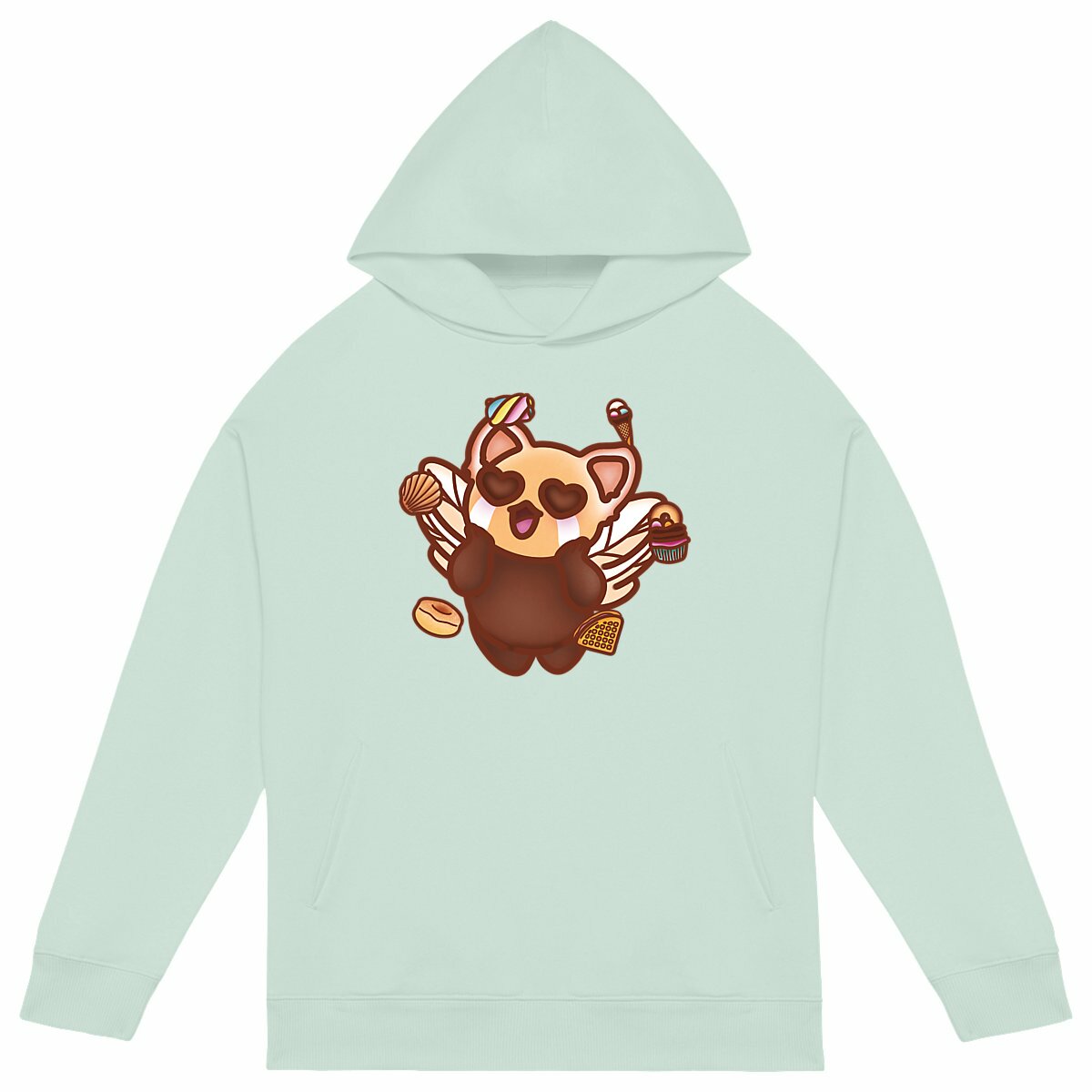 Oversized Eco-Friendly Hoodie - Red Panda Pastries Addict